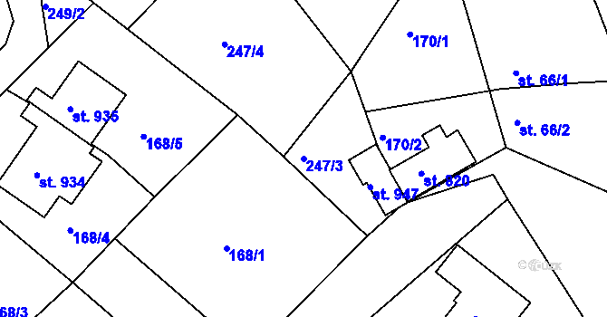 Parcela st. 247/3 v KÚ Janovice u Frýdku-Místku, Katastrální mapa