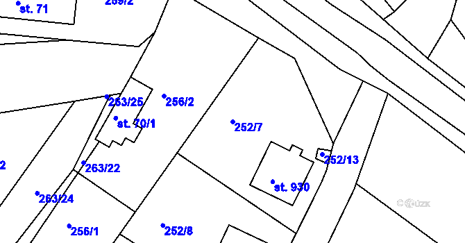 Parcela st. 252/7 v KÚ Janovice u Frýdku-Místku, Katastrální mapa