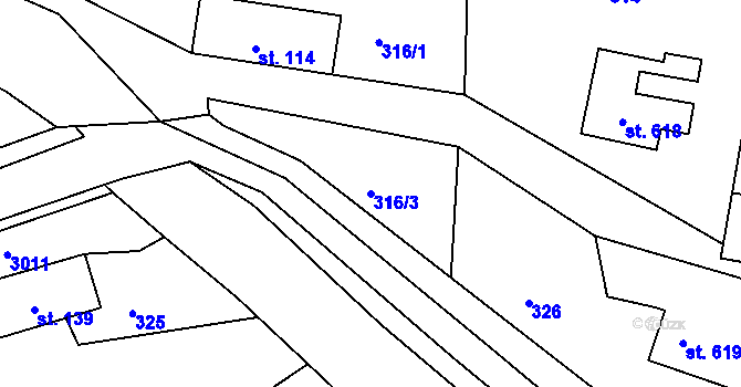 Parcela st. 316/3 v KÚ Janovice u Frýdku-Místku, Katastrální mapa