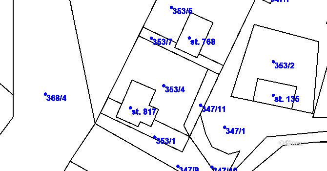 Parcela st. 353/4 v KÚ Janovice u Frýdku-Místku, Katastrální mapa