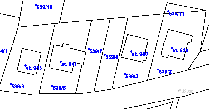 Parcela st. 539/8 v KÚ Janovice u Frýdku-Místku, Katastrální mapa