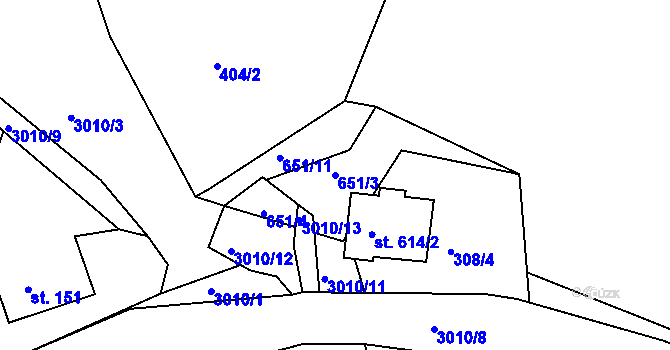 Parcela st. 651/3 v KÚ Janovice u Frýdku-Místku, Katastrální mapa