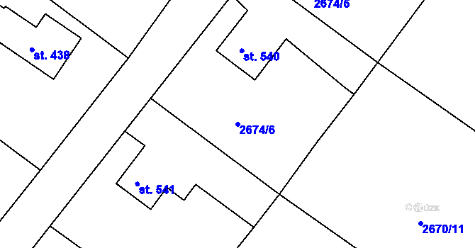 Parcela st. 2674/6 v KÚ Janovice u Frýdku-Místku, Katastrální mapa