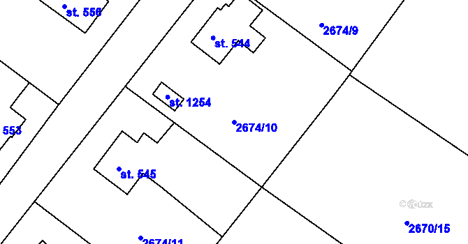Parcela st. 2674/10 v KÚ Janovice u Frýdku-Místku, Katastrální mapa