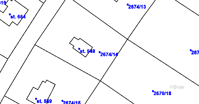 Parcela st. 2674/14 v KÚ Janovice u Frýdku-Místku, Katastrální mapa