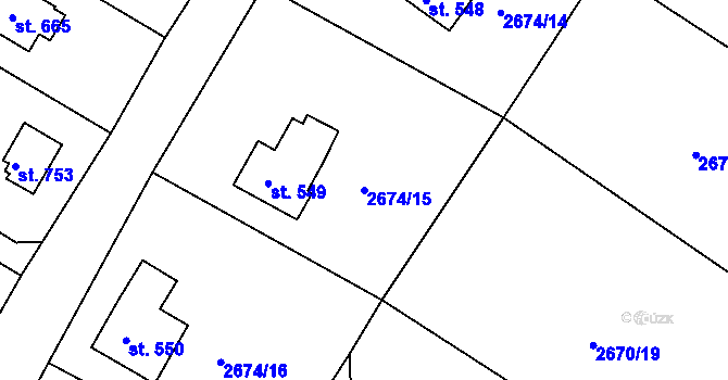 Parcela st. 2674/15 v KÚ Janovice u Frýdku-Místku, Katastrální mapa