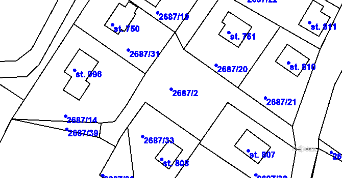 Parcela st. 2687/2 v KÚ Janovice u Frýdku-Místku, Katastrální mapa