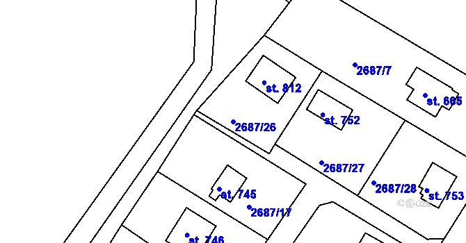 Parcela st. 2687/26 v KÚ Janovice u Frýdku-Místku, Katastrální mapa
