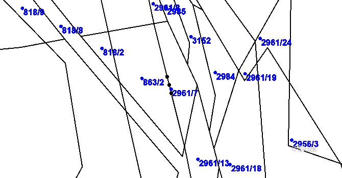 Parcela st. 2961/7 v KÚ Janovice u Frýdku-Místku, Katastrální mapa