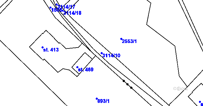 Parcela st. 3114/10 v KÚ Janovice u Frýdku-Místku, Katastrální mapa