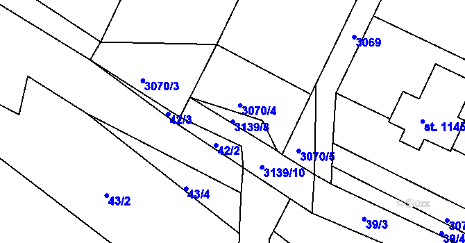 Parcela st. 3139/8 v KÚ Janovice u Frýdku-Místku, Katastrální mapa