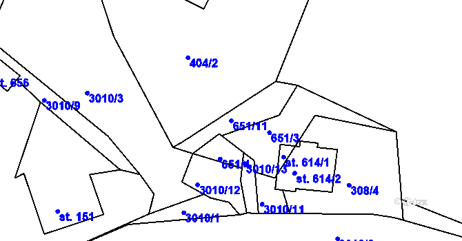 Parcela st. 651/11 v KÚ Janovice u Frýdku-Místku, Katastrální mapa