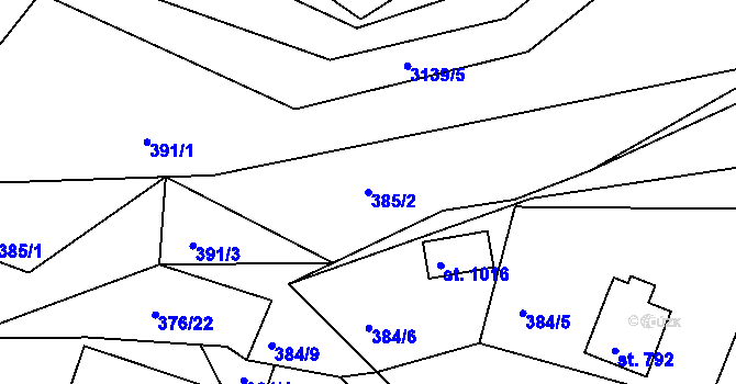 Parcela st. 385/2 v KÚ Janovice u Frýdku-Místku, Katastrální mapa