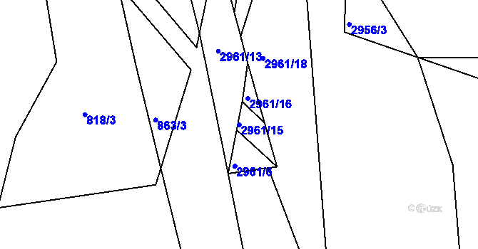 Parcela st. 2961/15 v KÚ Janovice u Frýdku-Místku, Katastrální mapa