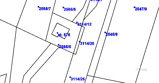 Parcela st. 3114/26 v KÚ Janovice u Frýdku-Místku, Katastrální mapa