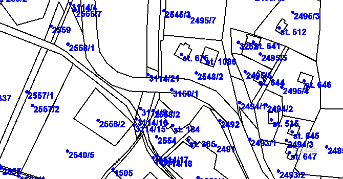 Parcela st. 3160/1 v KÚ Janovice u Frýdku-Místku, Katastrální mapa