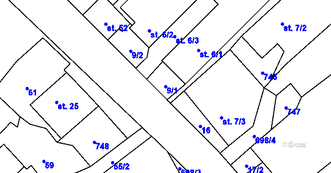 Parcela st. 9/1 v KÚ Janovice u Nového Jičína, Katastrální mapa