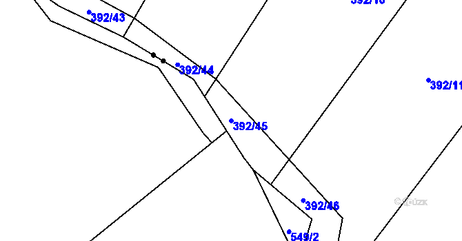 Parcela st. 392/45 v KÚ Janovice u Nového Jičína, Katastrální mapa