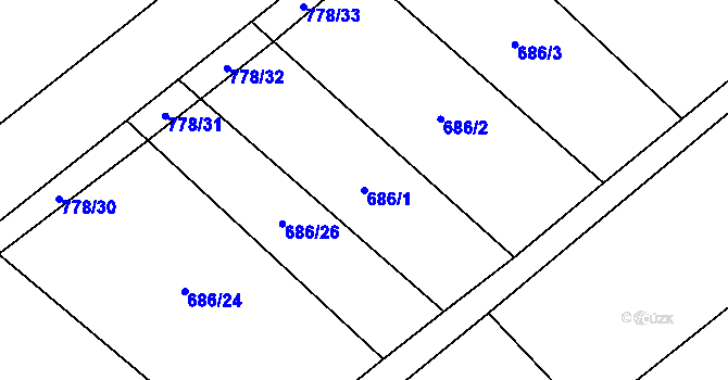 Parcela st. 686/1 v KÚ Janovice u Nového Jičína, Katastrální mapa