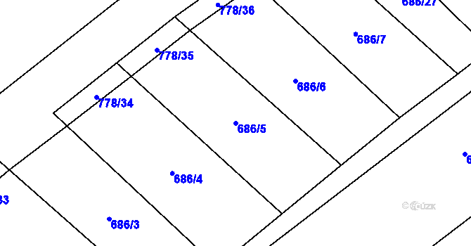 Parcela st. 686/5 v KÚ Janovice u Nového Jičína, Katastrální mapa