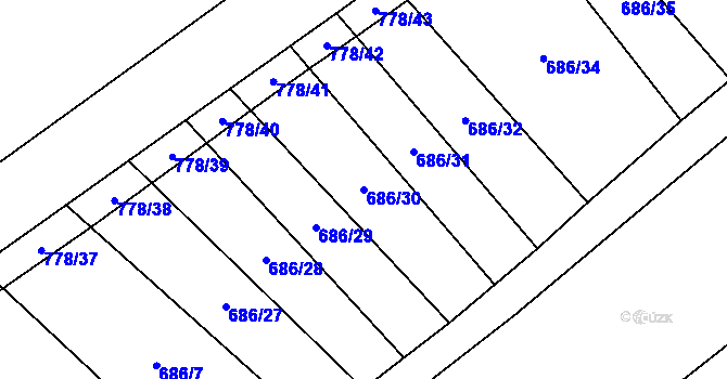 Parcela st. 686/30 v KÚ Janovice u Nového Jičína, Katastrální mapa