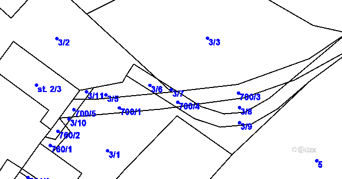 Parcela st. 3/7 v KÚ Janovice u Nového Jičína, Katastrální mapa