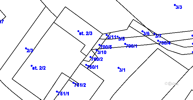 Parcela st. 3/10 v KÚ Janovice u Nového Jičína, Katastrální mapa
