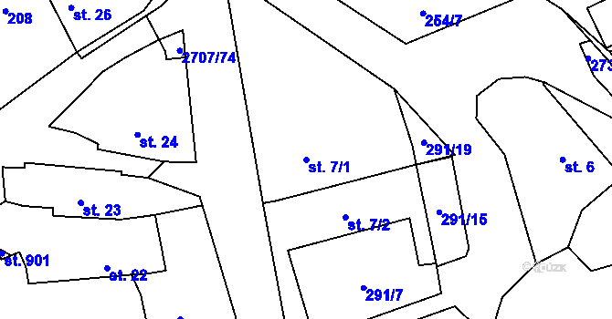 Parcela st. 7/1 v KÚ Janovice nad Úhlavou, Katastrální mapa