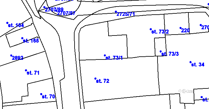 Parcela st. 73/1 v KÚ Janovice nad Úhlavou, Katastrální mapa