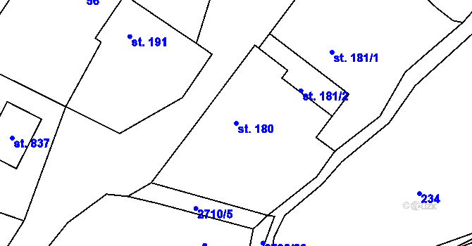 Parcela st. 180 v KÚ Janovice nad Úhlavou, Katastrální mapa