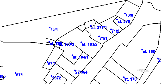 Parcela st. 183/2 v KÚ Janovice nad Úhlavou, Katastrální mapa