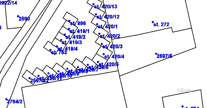 Parcela st. 420/4 v KÚ Janovice nad Úhlavou, Katastrální mapa