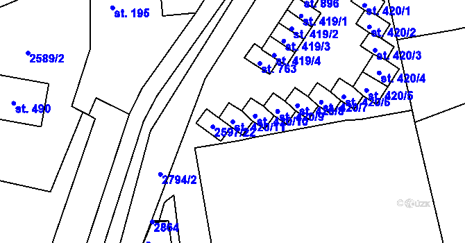Parcela st. 420/11 v KÚ Janovice nad Úhlavou, Katastrální mapa