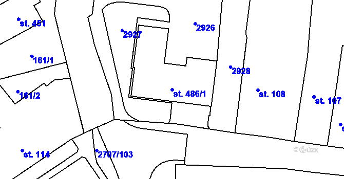 Parcela st. 486/1 v KÚ Janovice nad Úhlavou, Katastrální mapa