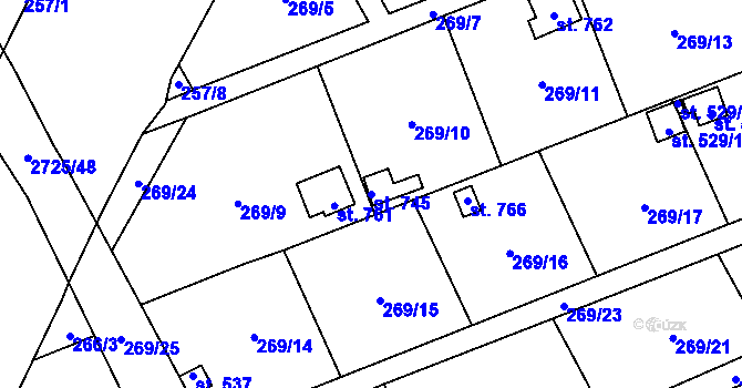 Parcela st. 745 v KÚ Janovice nad Úhlavou, Katastrální mapa