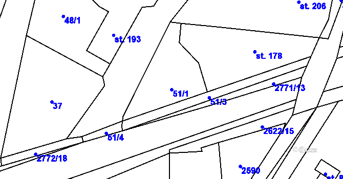 Parcela st. 51/1 v KÚ Janovice nad Úhlavou, Katastrální mapa