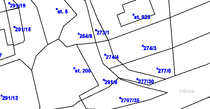 Parcela st. 274/4 v KÚ Janovice nad Úhlavou, Katastrální mapa
