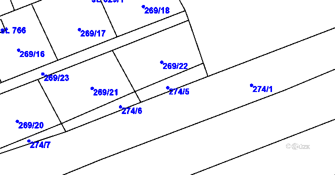 Parcela st. 274/5 v KÚ Janovice nad Úhlavou, Katastrální mapa