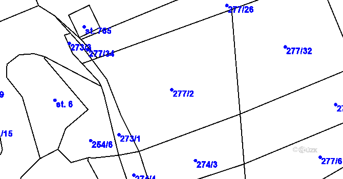 Parcela st. 277/2 v KÚ Janovice nad Úhlavou, Katastrální mapa