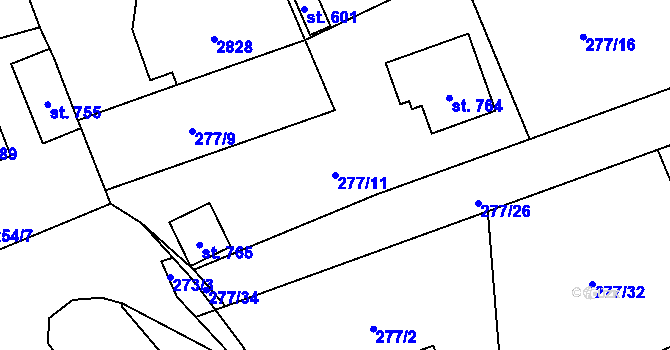 Parcela st. 277/11 v KÚ Janovice nad Úhlavou, Katastrální mapa