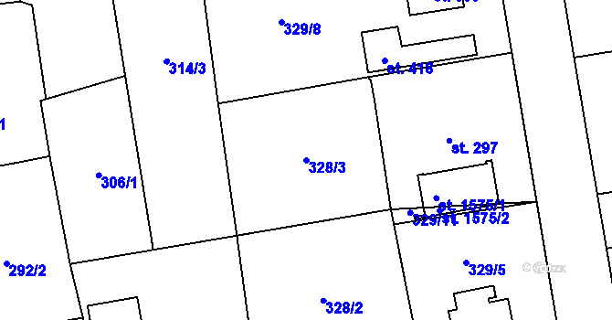 Parcela st. 328/3 v KÚ Janovice nad Úhlavou, Katastrální mapa