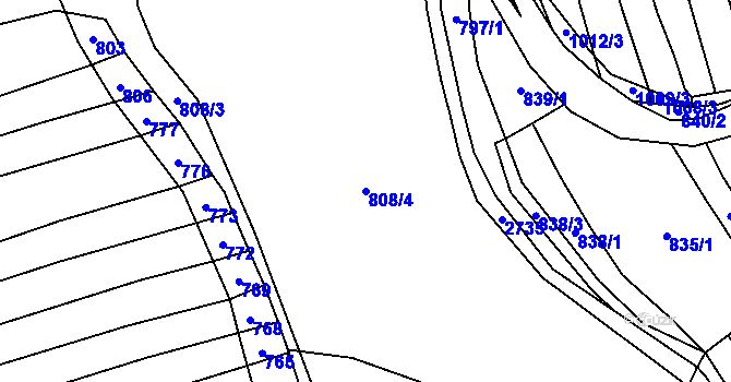 Parcela st. 808/4 v KÚ Janovice nad Úhlavou, Katastrální mapa