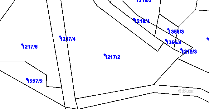 Parcela st. 1217/2 v KÚ Janovice nad Úhlavou, Katastrální mapa