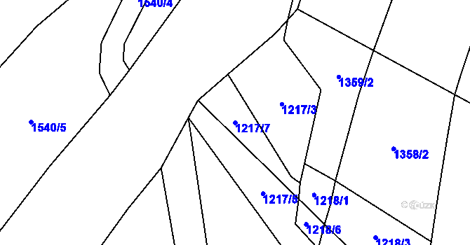 Parcela st. 1217/7 v KÚ Janovice nad Úhlavou, Katastrální mapa