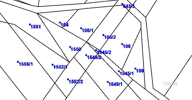 Parcela st. 1545/2 v KÚ Janovice nad Úhlavou, Katastrální mapa