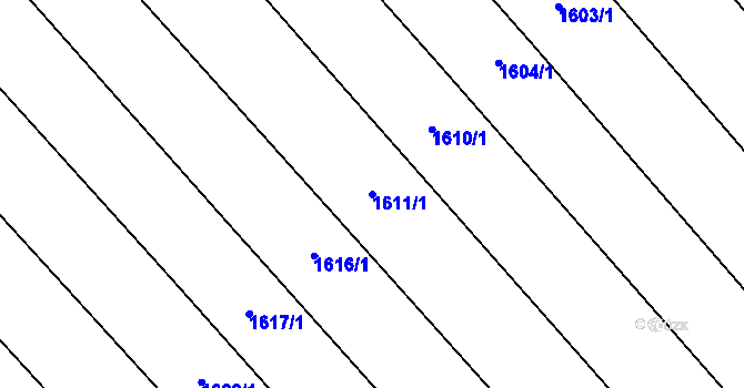 Parcela st. 1611/1 v KÚ Janovice nad Úhlavou, Katastrální mapa