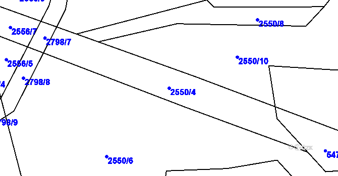Parcela st. 2550/4 v KÚ Janovice nad Úhlavou, Katastrální mapa