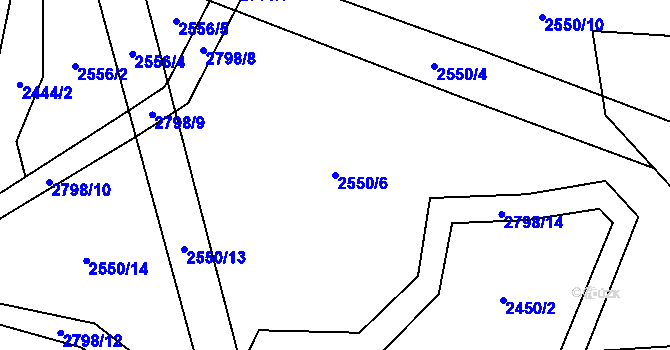 Parcela st. 2550/6 v KÚ Janovice nad Úhlavou, Katastrální mapa