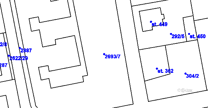 Parcela st. 2693/7 v KÚ Janovice nad Úhlavou, Katastrální mapa