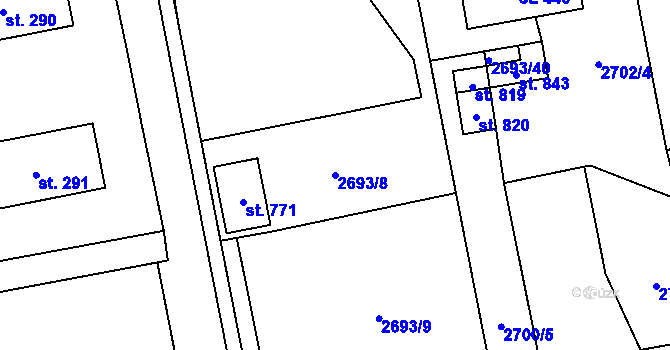 Parcela st. 2693/8 v KÚ Janovice nad Úhlavou, Katastrální mapa